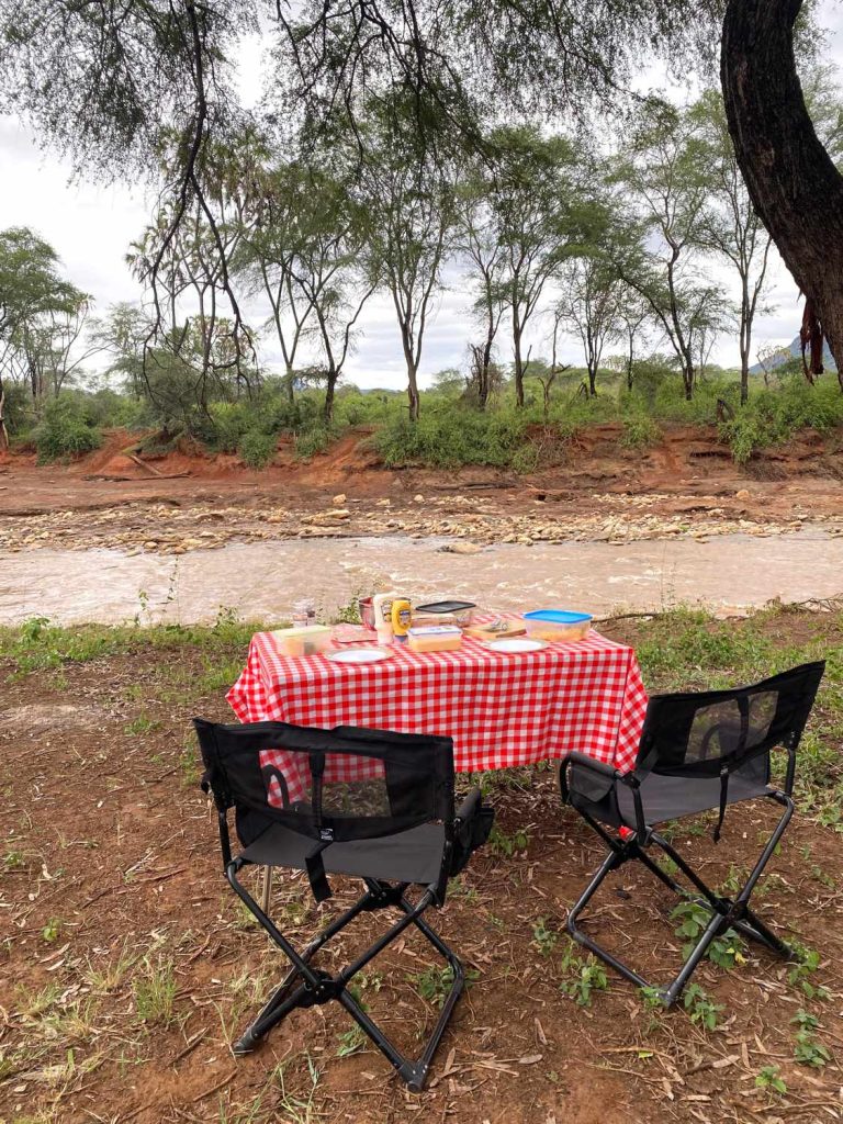 Lunch by the river in Tsavo West