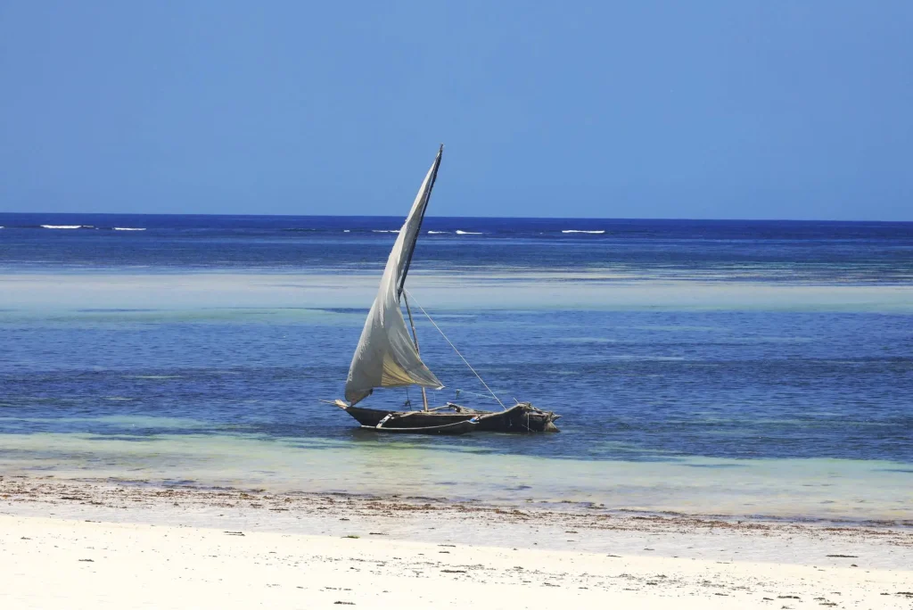 Boat Sailing Water Diani Beach Kenya