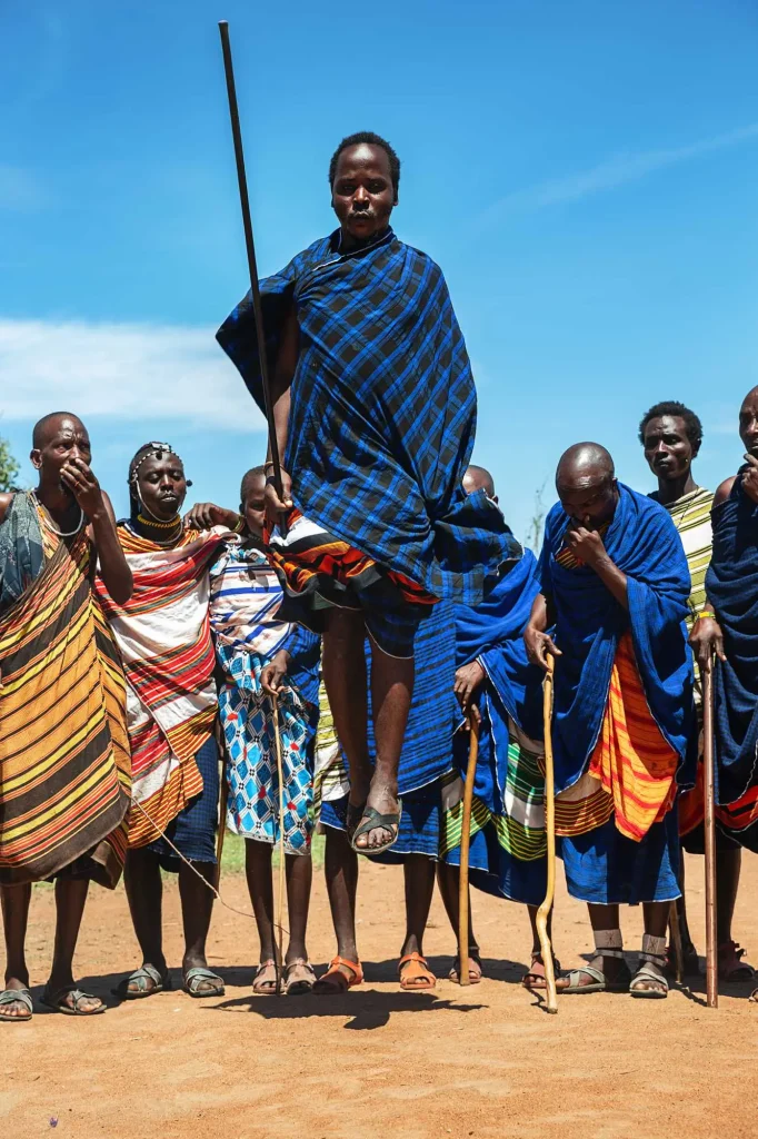 Maasai Men Perform Traditional Dance